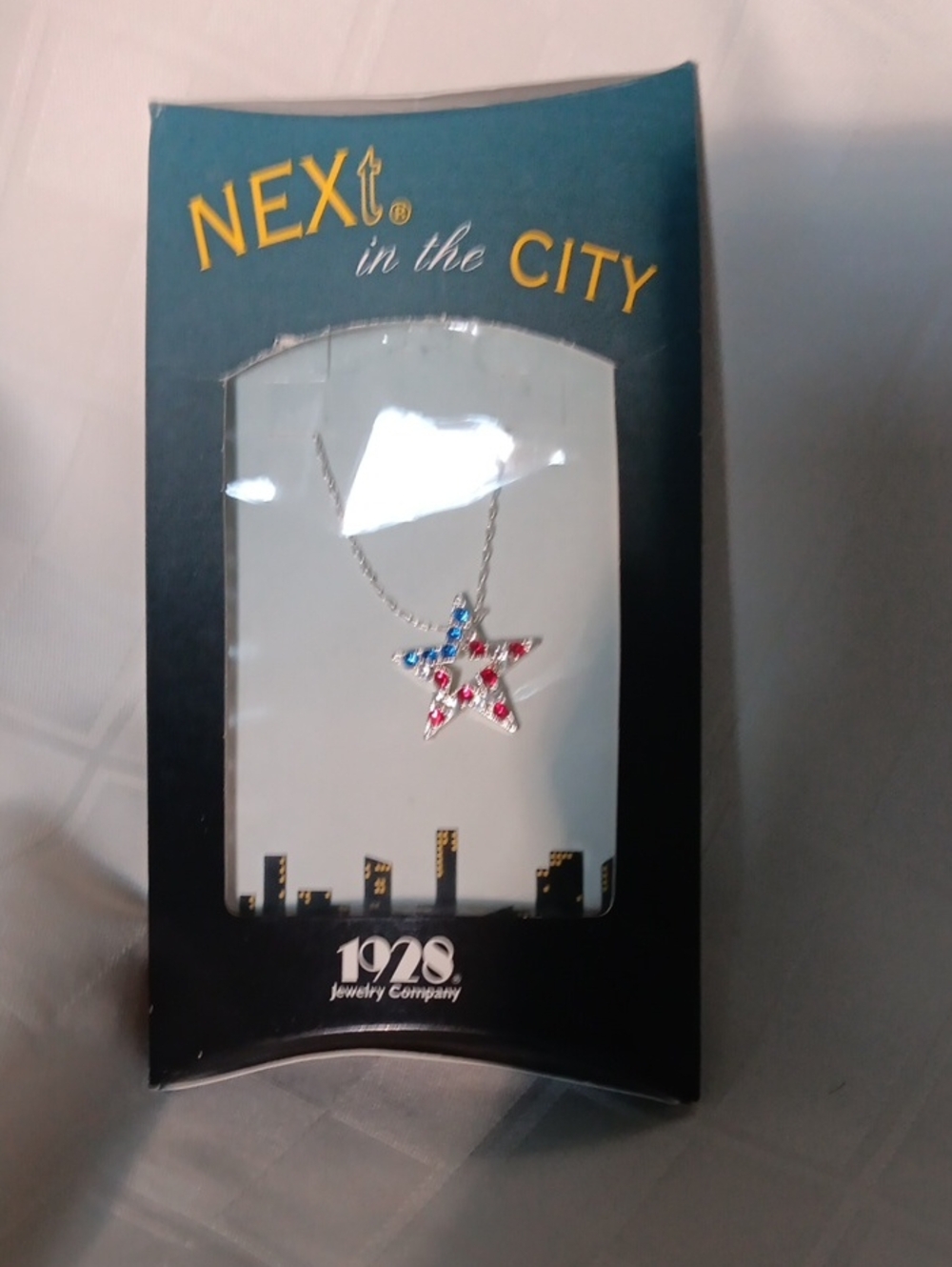 1928 Star Pendant Necklace in Red and Blue